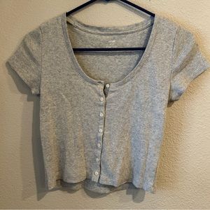 Aerie Ribbed Button Down Baby Tee